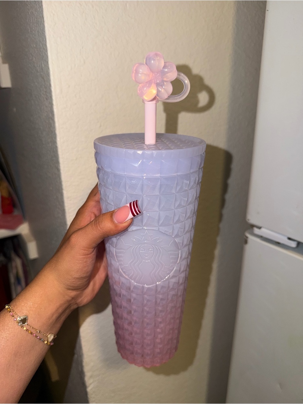 Starbucks Lavender-to-Pink Studded Tumbler with Flower Straw